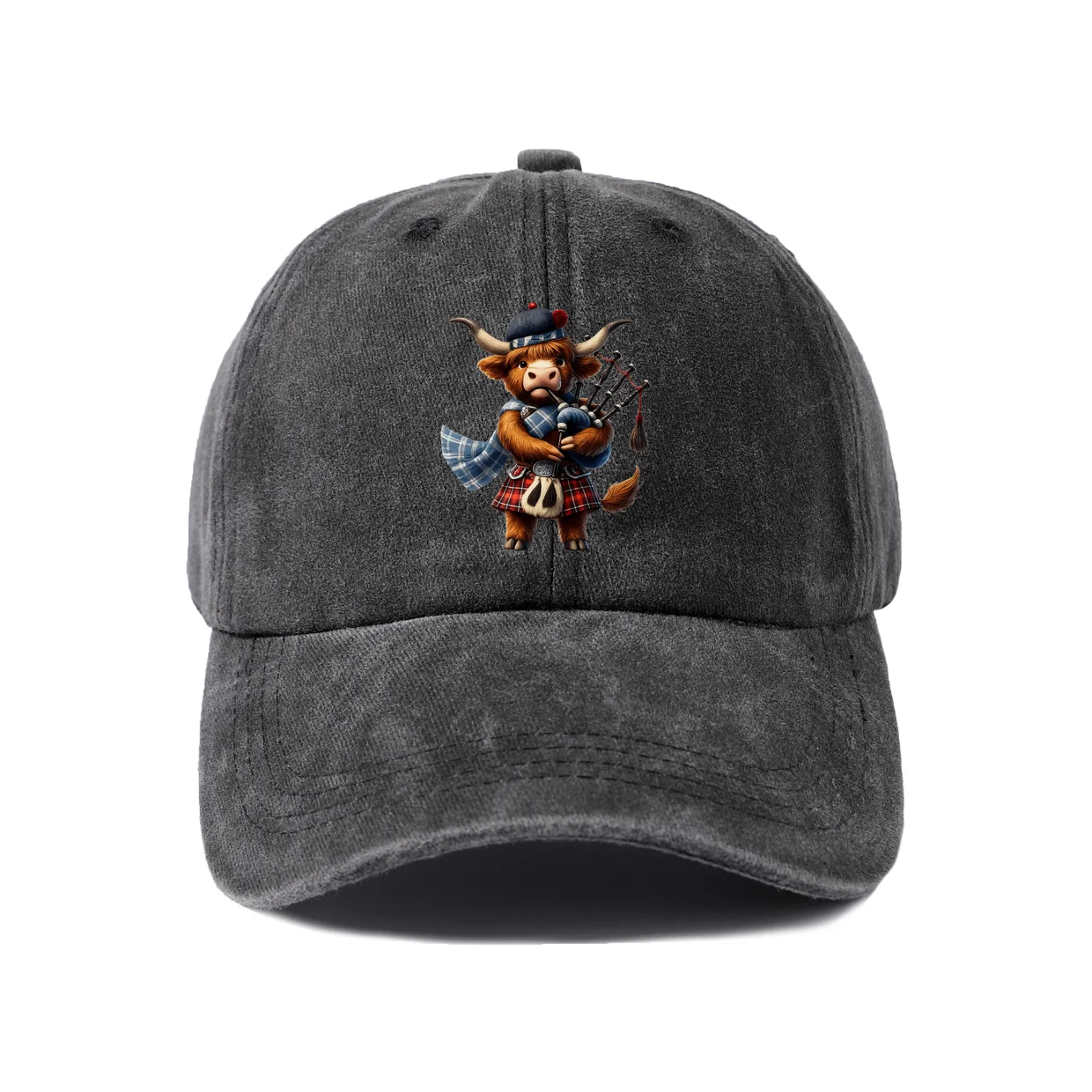 Vintage Washed Baseball Cap with Cartoon Woodland Fox Graphic, Adjustable Unisex Dad Hat, Streetwear Gift