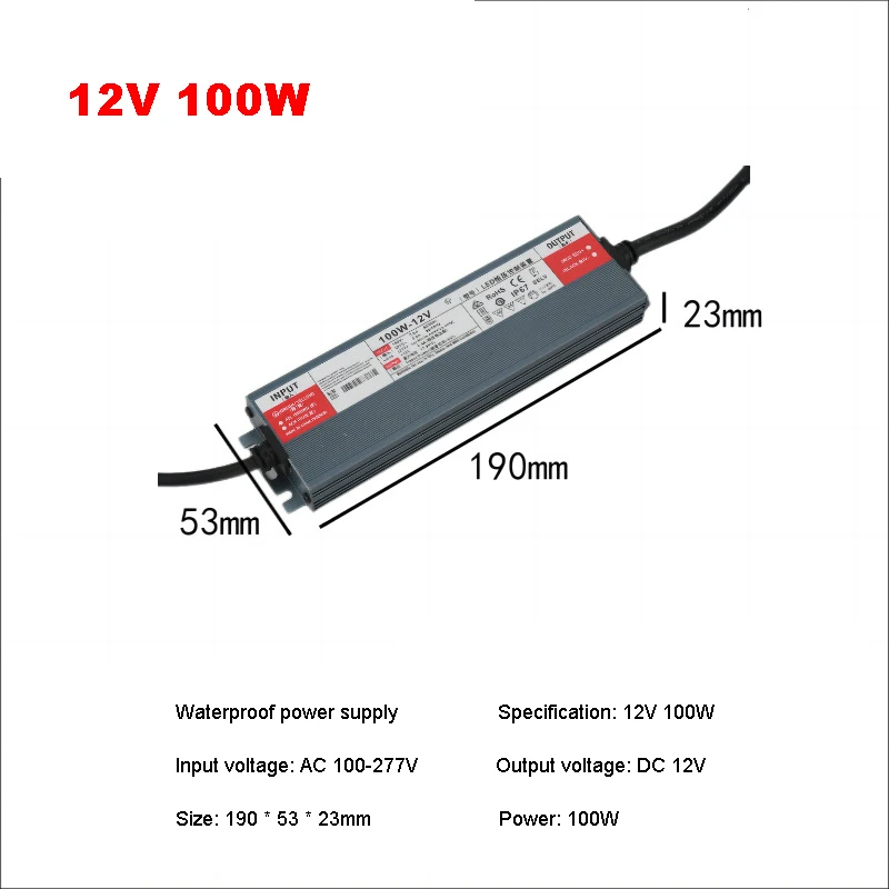 constant voltage IP67 waterproof Power Supply AC 100-277V to DC 12V 24V 400W Outdoor light strip advertising box power adapter