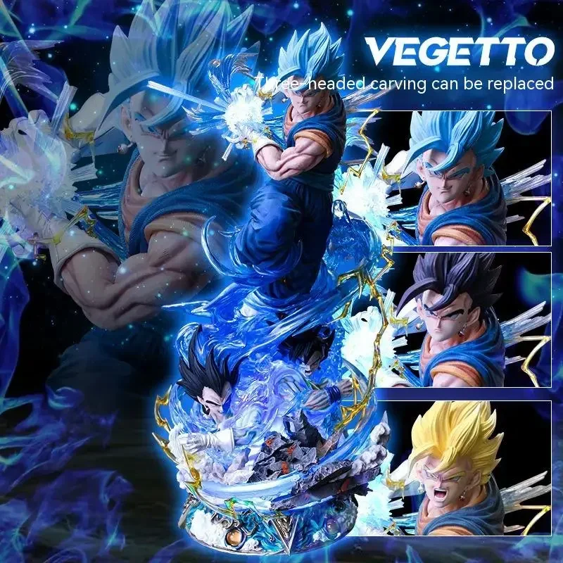 Dragon Balls Vegetato Figure Luminous Model Doll Three Headed Action Figurine 45cm Gk Statue Sculptures Can Be Collected Gift