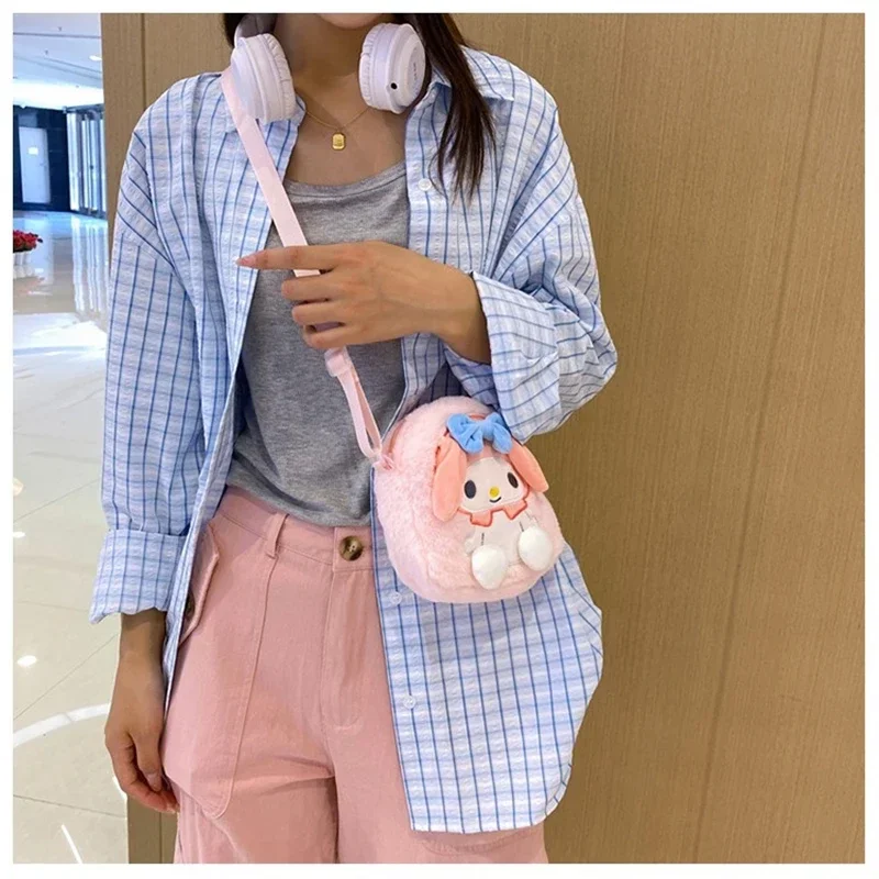 Sanrio Hello Kitty Pluche Schoudertas Leuke Cartoon Cinnamoroll Kuromi Messenger Bag Kawaii Mode Meisje & Kind Vakantiecadeaus