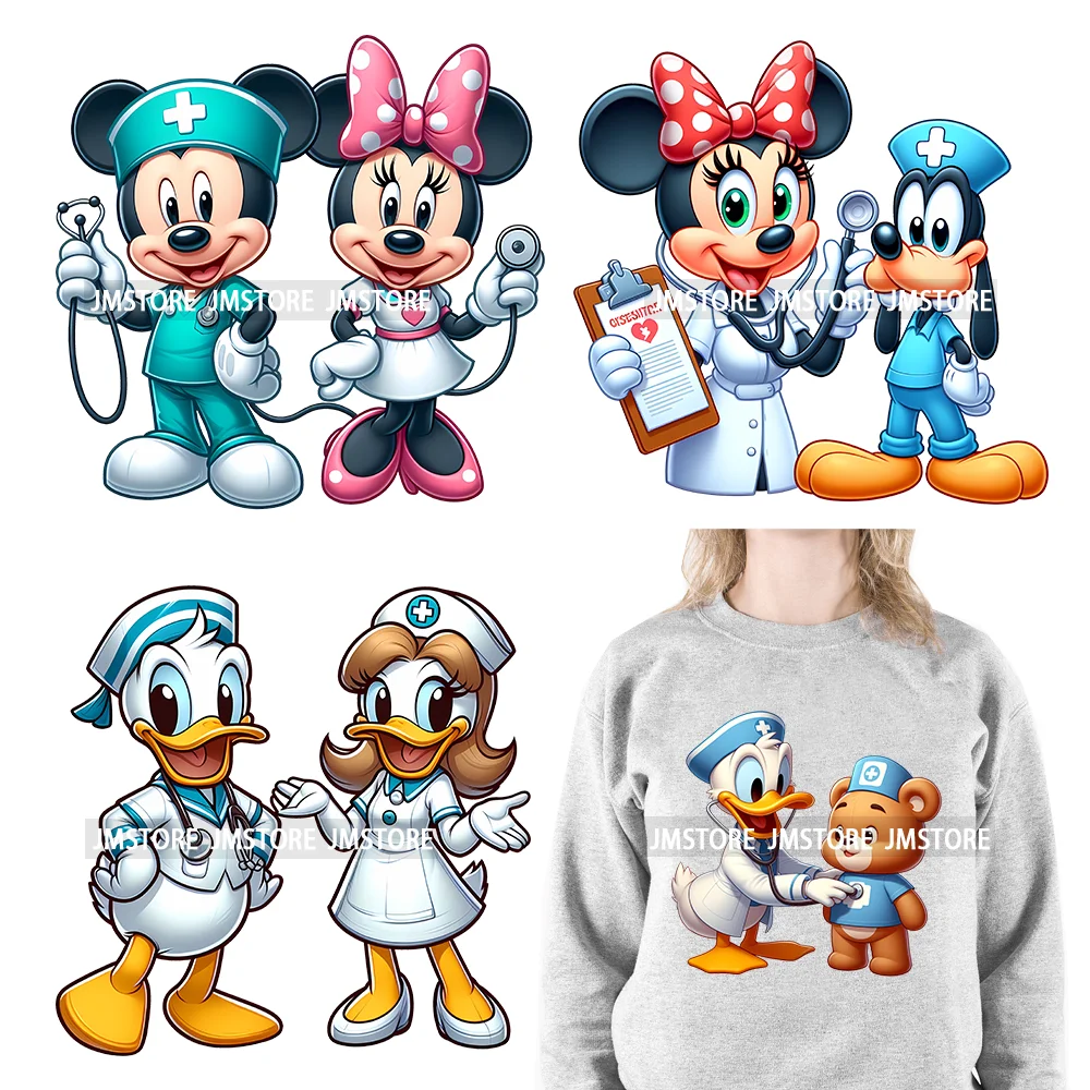 

Cartoon Nurse Medical Mouse Dog Iron On DTF Transfers Stickers Designs Ready To Press For T-shirts Pillow