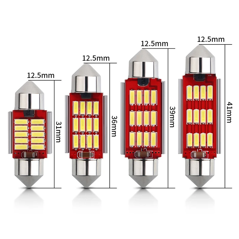 2/6/10pcs Car Festoon Lights 31mm 36mm 39mm 41mm Reading Lights Auto Interior Dome Lamp Reading Bulb White C5W C10W 4014 LED