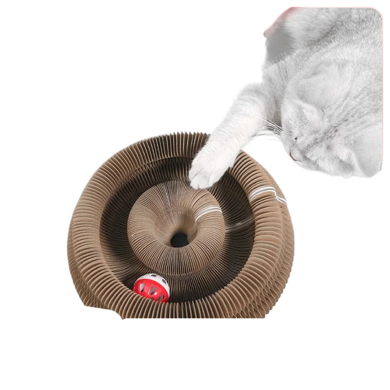 Accordion Cat Scratching Board with Nest Design Wear-Resistant No Shedding Self-Amusing Corrugated Paper Claw Grinding Toy for C