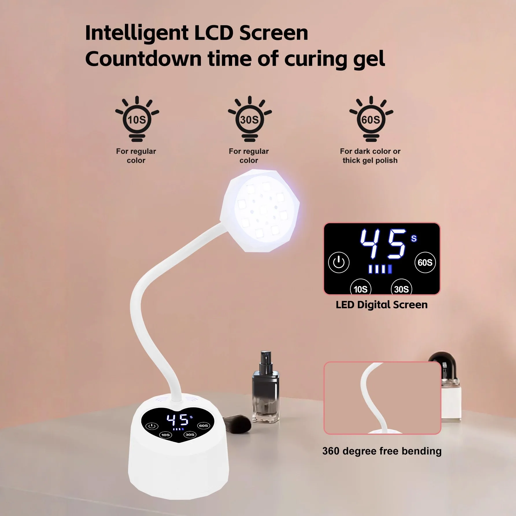 مصباح أظافر احترافي ملفوف 360 درجة مع مستشعر ذكي وشاشة LCD قابلة لإعادة الشحن، مصباح اختبار طلاء الأظافر، عيد الميلاد g