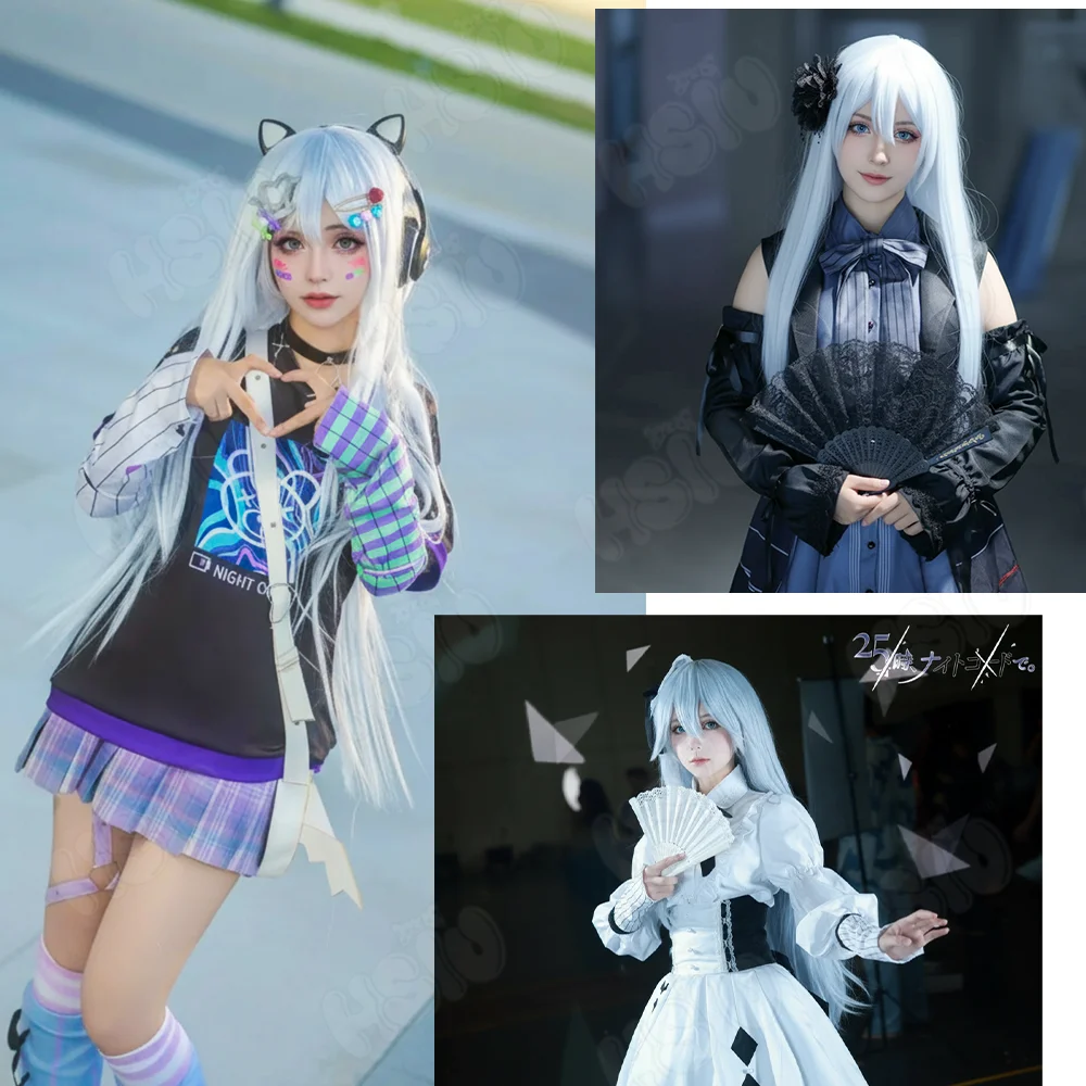Yoisaki Kanade Cosplay perruque HSIU 95 CM bleu clair cheveux longs perruque synthétique + bonnet de perruque Anime projet Sekai scène colorée! exploit Cosplay