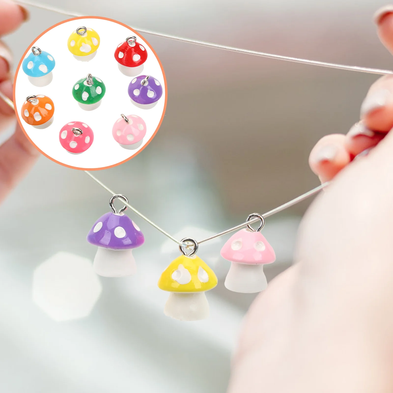 

30 Pcs Mushroom DIY Pendant Key Fob Bracelet Resin Charms Earring Colorful Chain Pendants for Jewelry Making Necklace