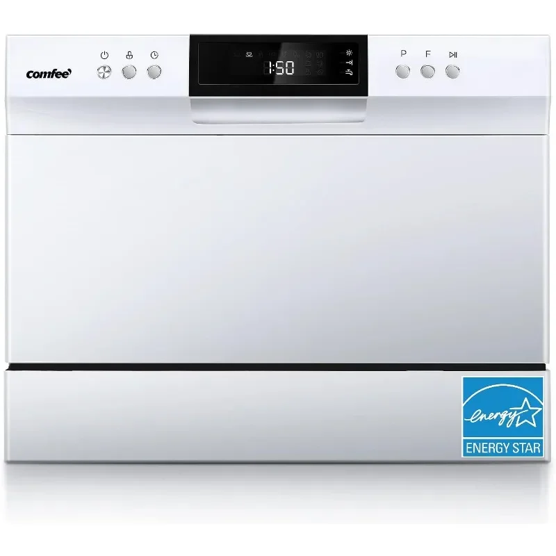 COMFEE’ Portable Mini Dishwasher, Energy Star, Countertop, 6 Place Settings, with 8 Washing Programs, Speed, Baby-Care