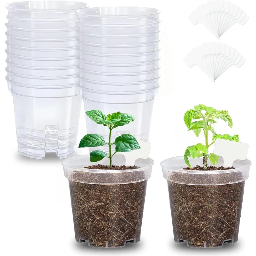

Seedling Pots 20 SetsClear Nursery Pots with Drainage 4 Inch Plastic Pots for Plants Small Starter Seed Starting Trays for Seed