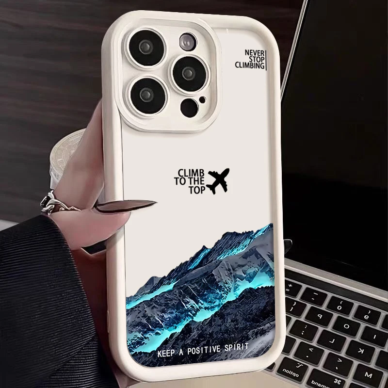 Mountain Peak Flugzeug gemusterte Handyhülle für iPhone 15 16 14 Pro Max 15 16 Plus 11 12 13 Pro 16E stoßfeste weiche TPU-Abdeckung