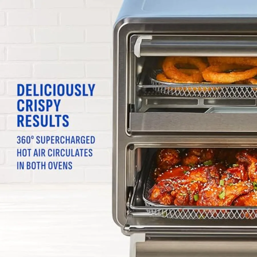 SmartSynx デュアルドアオーブン、8つのクイックタッチ調理プリセット搭載（エアフライ、トースト、ベイク、ブロイル、リヒートなど）効率的な調理を実現