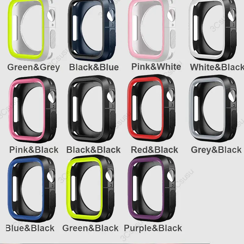 Capa de Silicone para Apple Watch, Bumper Shell Protector, Acessórios iWatch, Série 9, 8, 6, 5, SE, 7, 44mm, 40mm, 45mm, 41mm, 42 milímetros, 38 milímetros