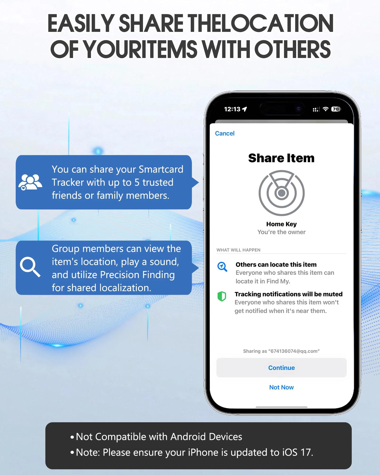 Etiqueta de Seguridad Bluetooth JSPTEC Basada en la Aplicación IOS Find My, Localizador Antipérdida con Sonido, Recordatorio de Mensajes, Alarma, Buscador de Llaves IOS