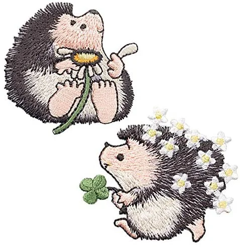 

2 Pcs Hedgehog Embroidered Sew on Iron on Patches Cool Appliques for Boys, Girls, Kids DIY Accessories Clothes Sticker 4.2*4.8cm