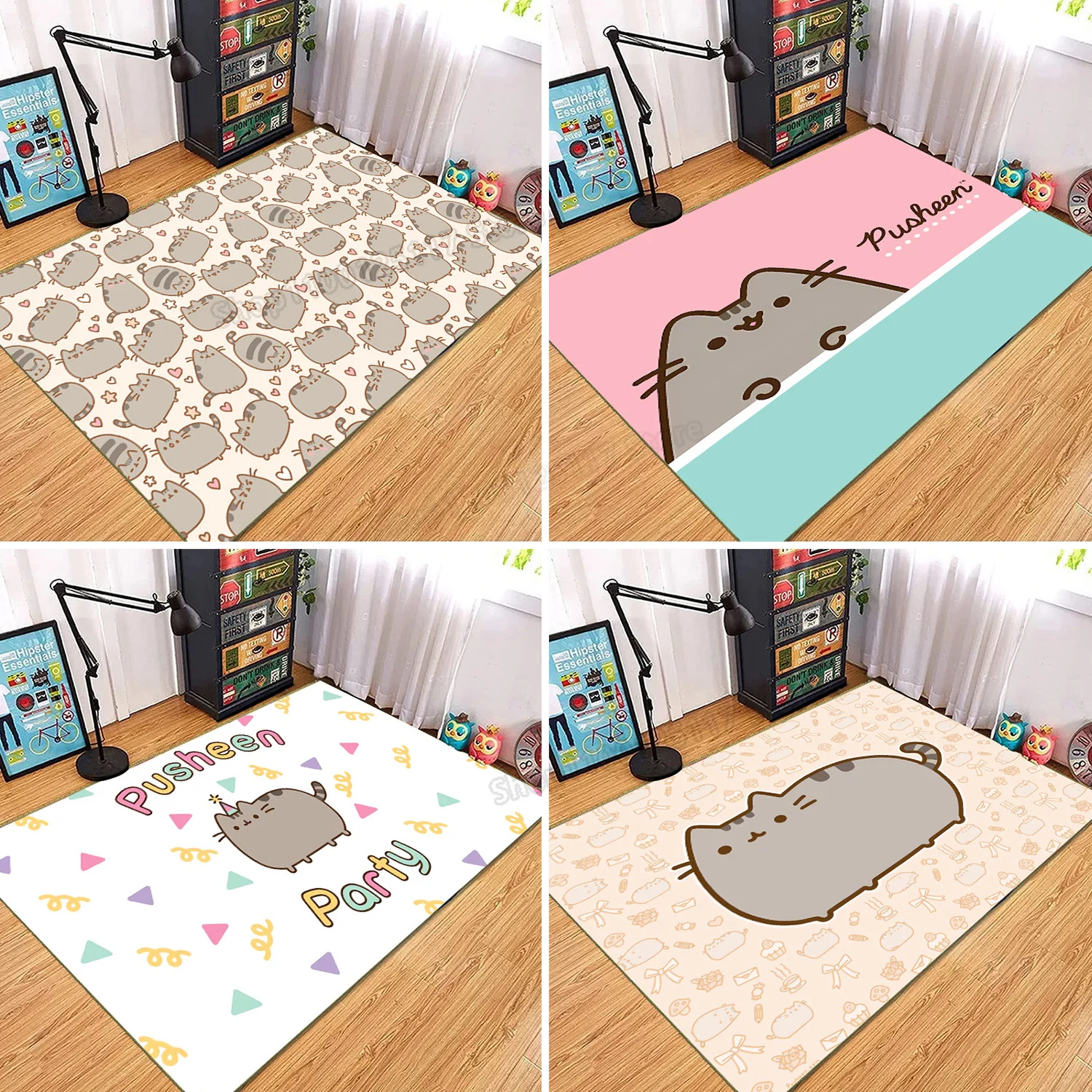 Pusheen Cat Carpet Living Room Home Decoration Non-slip Bathroom Rug Rectangle Door Mat Anime Cartoon Kitchen Mats Kids Gifts