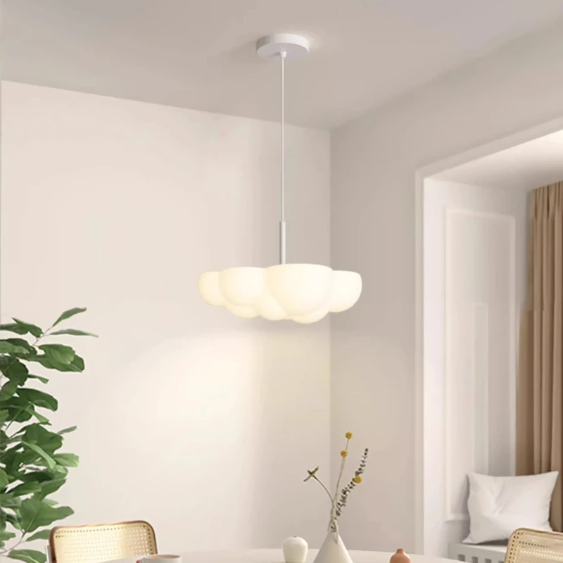 Modern White 3D Cloud Shaped Acrylic E27 Pendant Lights Living Room Bedroom Study Restaurant LED