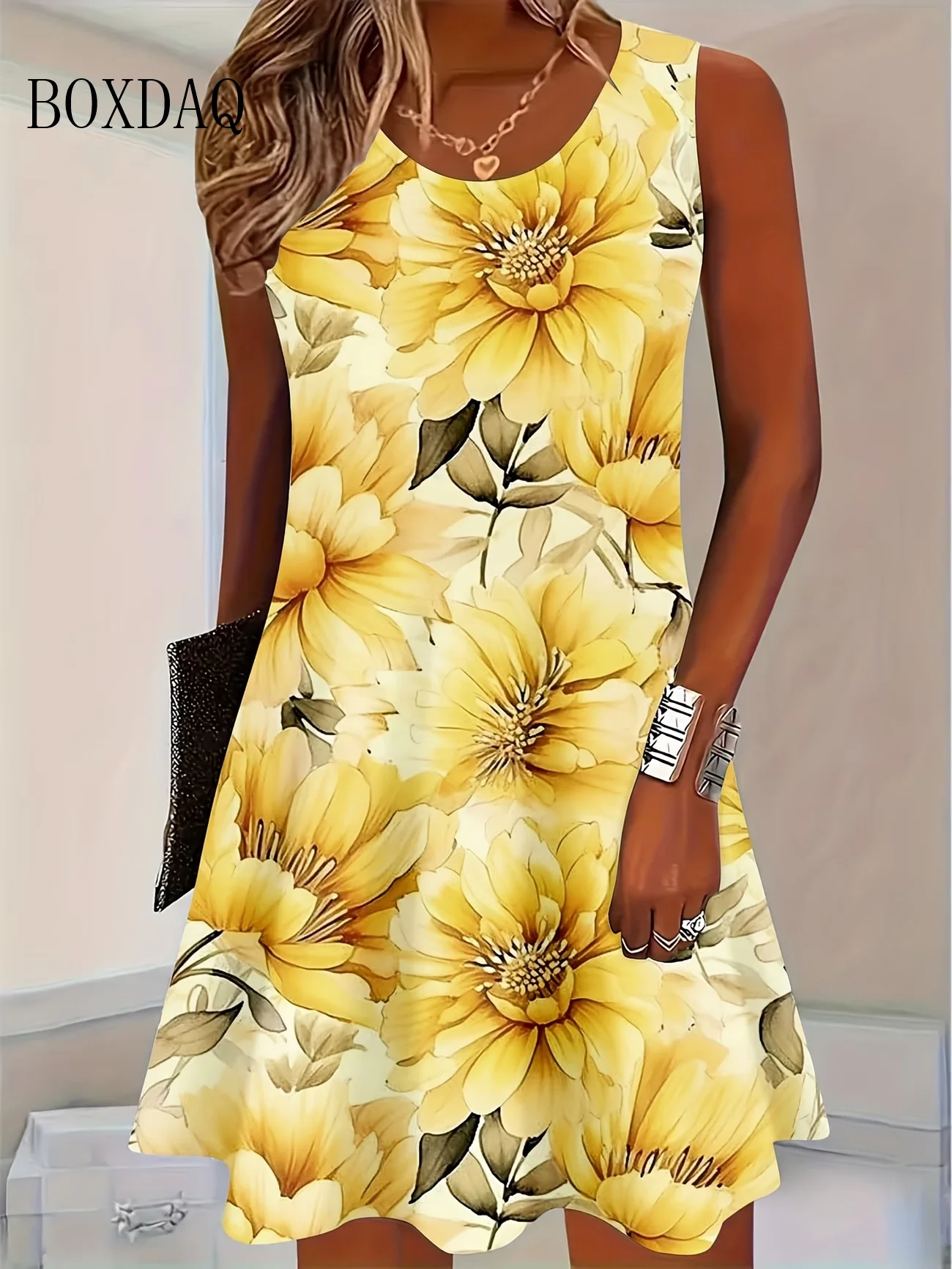 New 2026 Summer Women's Vest Dresses Fashion Abstract Pattern Print A-Line Dress Casual Sleeveless Sundress Loose Short Dress