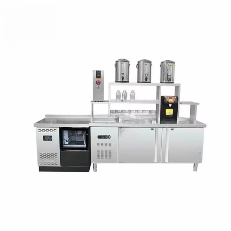 Stainless Steel Bar Equipment Work Table Cabinet With Sink/Restaurant Cocktail/Wine Station for Milk Tea Shop Factory