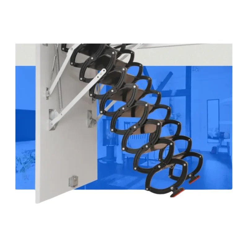 Telescopic Ladder Semi-automatic Titanium Magnesium Carbon Steel Villa Household Indoor Lifting Folding Ladder