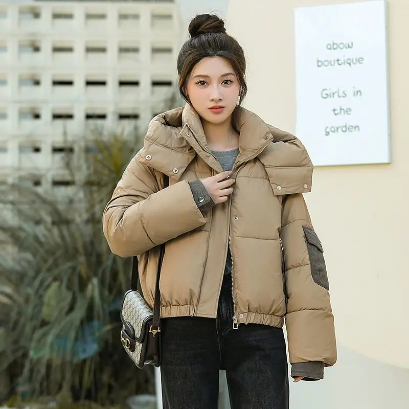 

New Down Jacket Women Parkas 2026Autumn Winter Short Cotton Padded Coat Female Explosions Fashion Outcoat Casual Hooded Overcoat