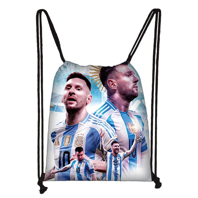 Child Printed Drawstring for s Football L-LionelS M-MessiS Shopping Bag Men Women Football Sports Gym Storage Yoga Backpack