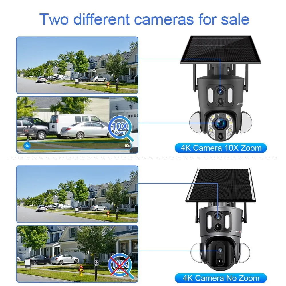 LS VISION 4K 8MP Solar Powered Camera Outdoor Dual Screen Surveillance Cctv Camera 4g Wireless Dual PIR Detection Auto Tracking