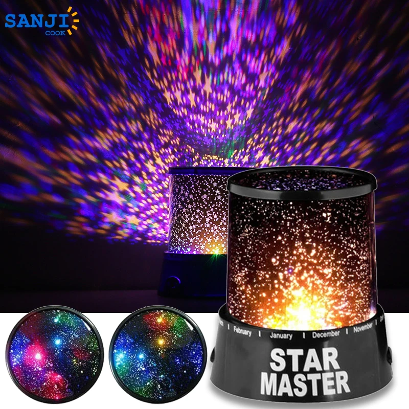 SanjiCook LED Star Sky Projection Lights Colorful Rotating Cosmic Star Moon Ocean Night Light Used For Home Bedroom Decoration