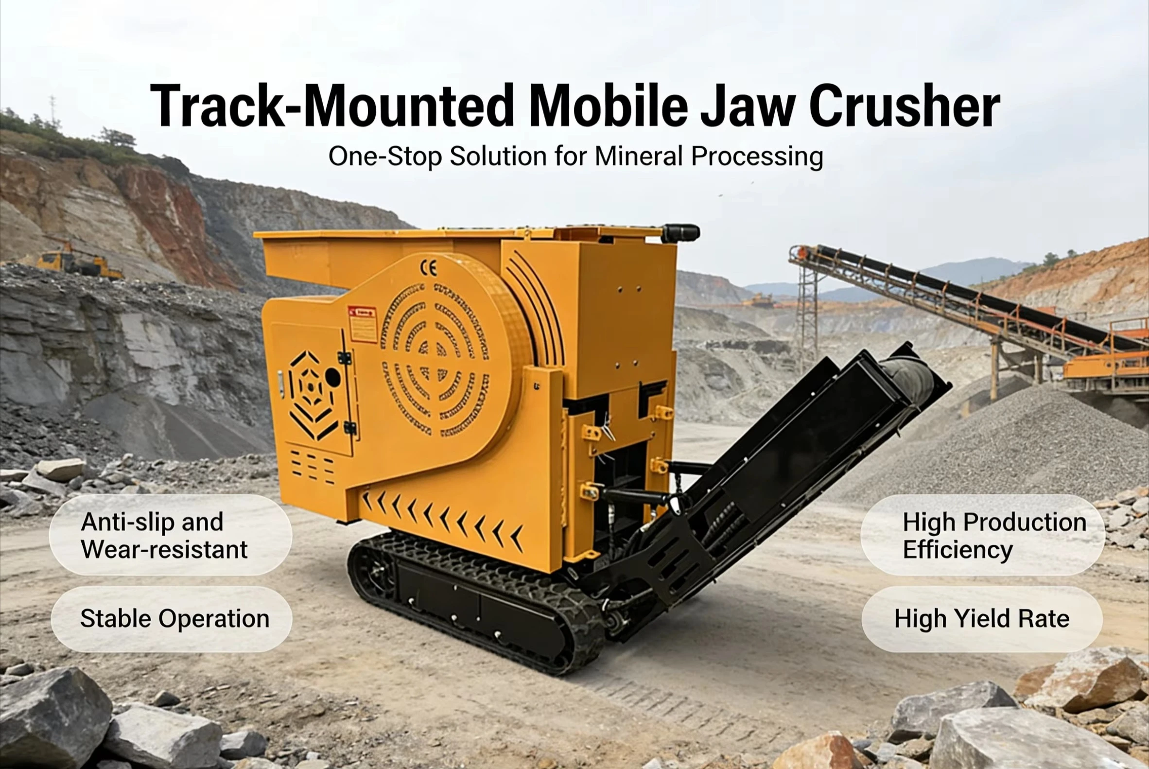 Wear Resistant Mobile Crawler Jaw Crusher for Iron Ore Copper Ore Processing Heavy Frame Abrasion Liner Hydraulic Quick Swap