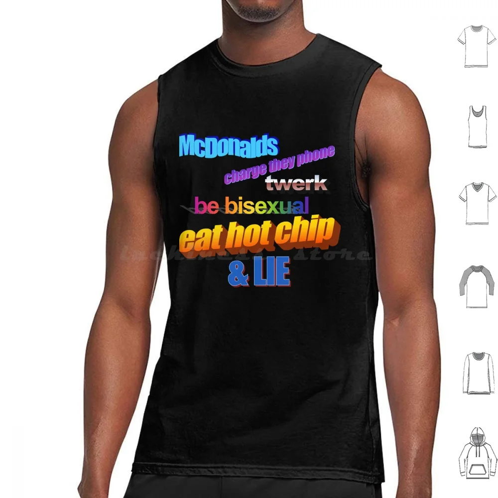 Eat Hot Chip Lie Tank Tops Vest Sleeveless Eat Hot Chip Lie