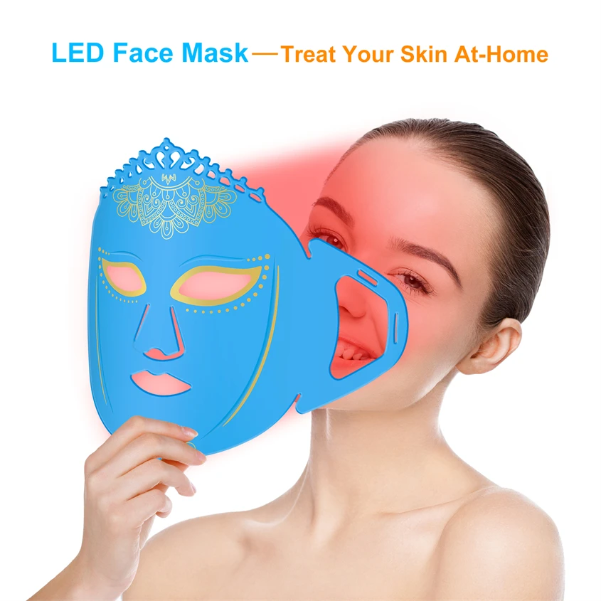 Mascarilla de terapia de luz LED, dispositivo de cuidado de la piel, cara para máscara LED, fototerapia, cuentas faciales, estimulan la producción de colágeno, antienvejecimiento