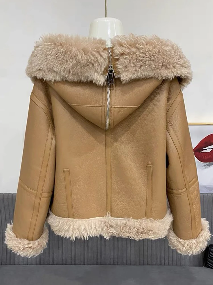 2024 Winter Women Thick Warm Real Natural Merino Sheep Fur Coat Double-faced Fur Luxury Female Coats Genuine Leather Jacket