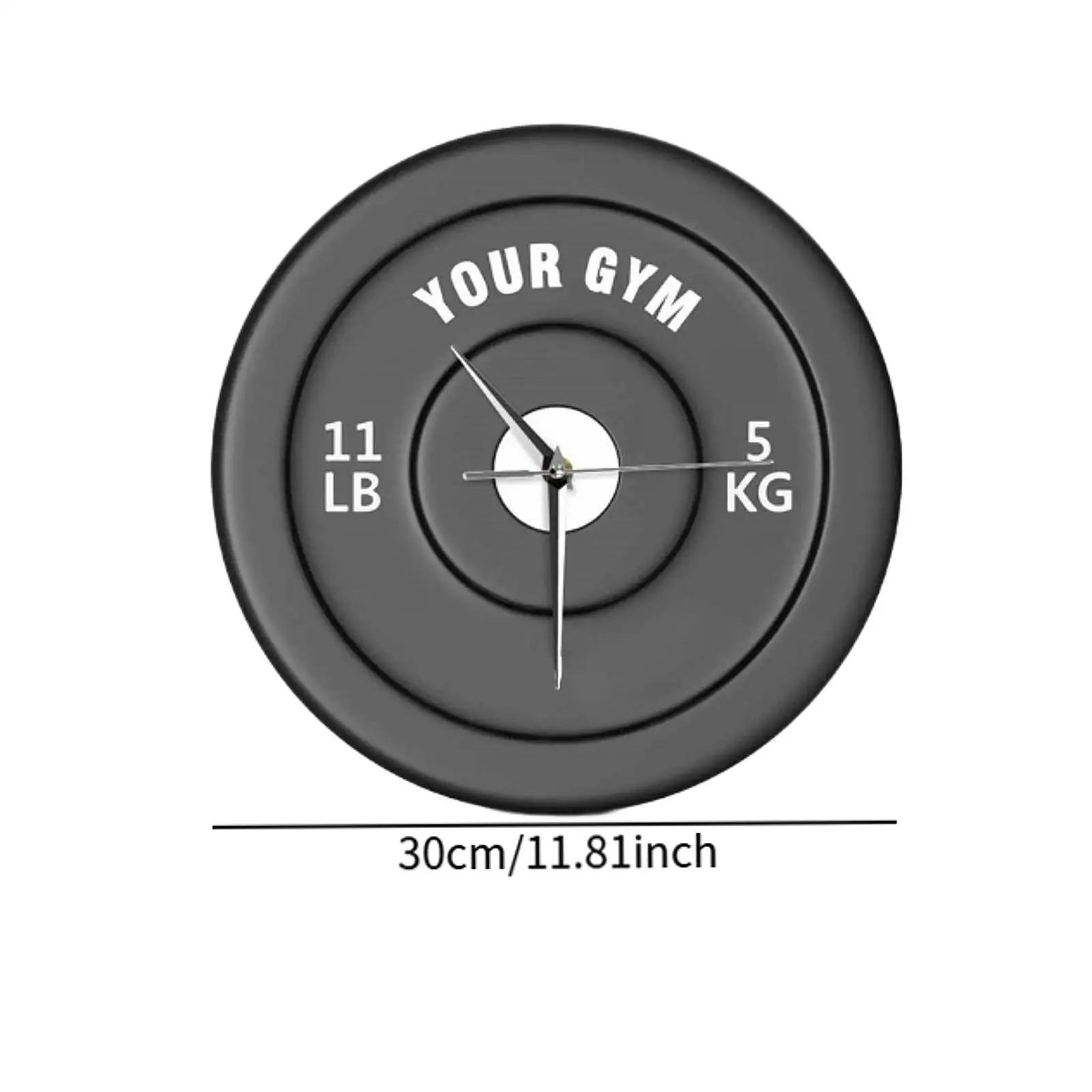 Modern Round Gym Clock 30cm Barbell Weight Lifting Design Silent Non Ticking Decorative Wall Mount for Home Fitness Room Office
