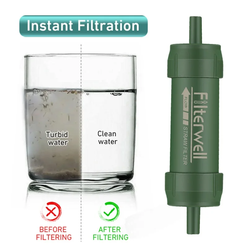 Outdoor Mini Water Filter Straw Camping Purification Portable Hiking Water Purifier for Survival or Emergency Supplies