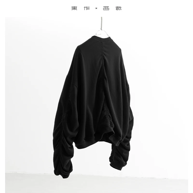 زي مستوحى من المشاهير ~ سويت شيرت نسائي أسود متعدد الاستخدامات بسحاب، سترة بيسبول من القطن بالكامل، سترة فضفاضة غير رسمية، جديد لخريف وشتاء 2025 #3