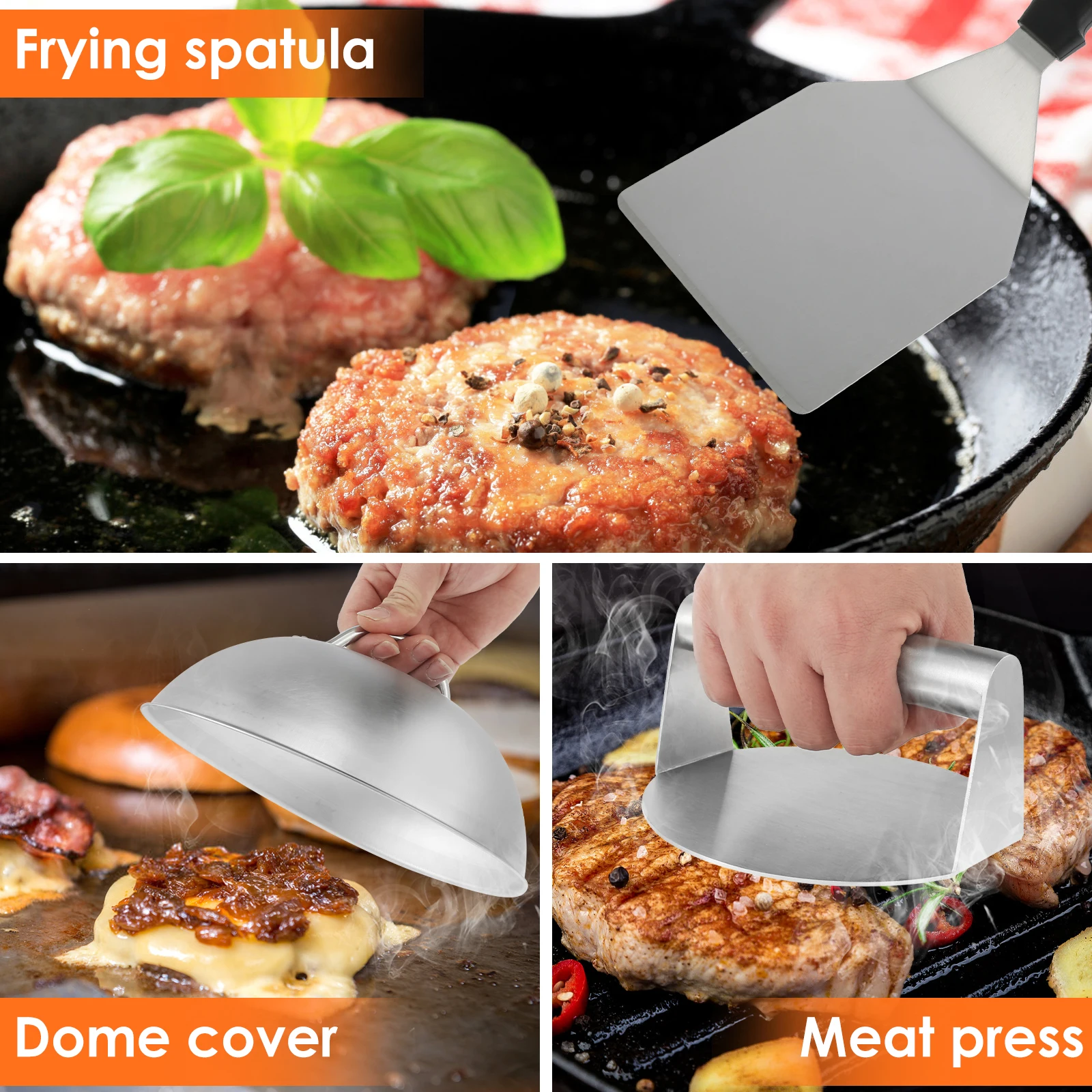 Smash Burger Press Tools Meat Cooking Mold Squeezer Patty Making Smasher Griddle Stainless Steel Hamburger Maker Kitchen Tool — zdjęcie 4