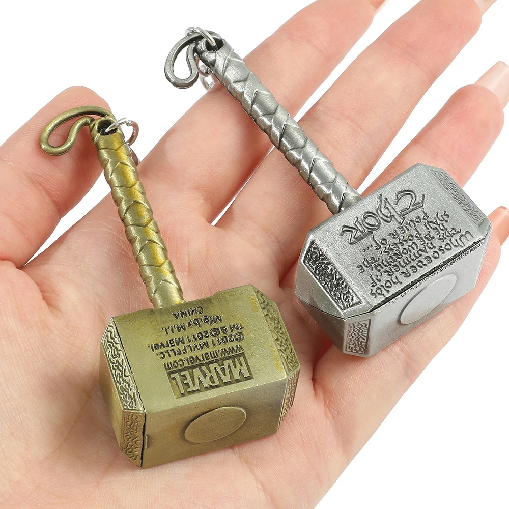 Marvel Movie Thor Keychain Thor's Hammer Mjolnir Vintage Style Metal Keyring for Car Key Backpack Key Holder Pendant Accessories