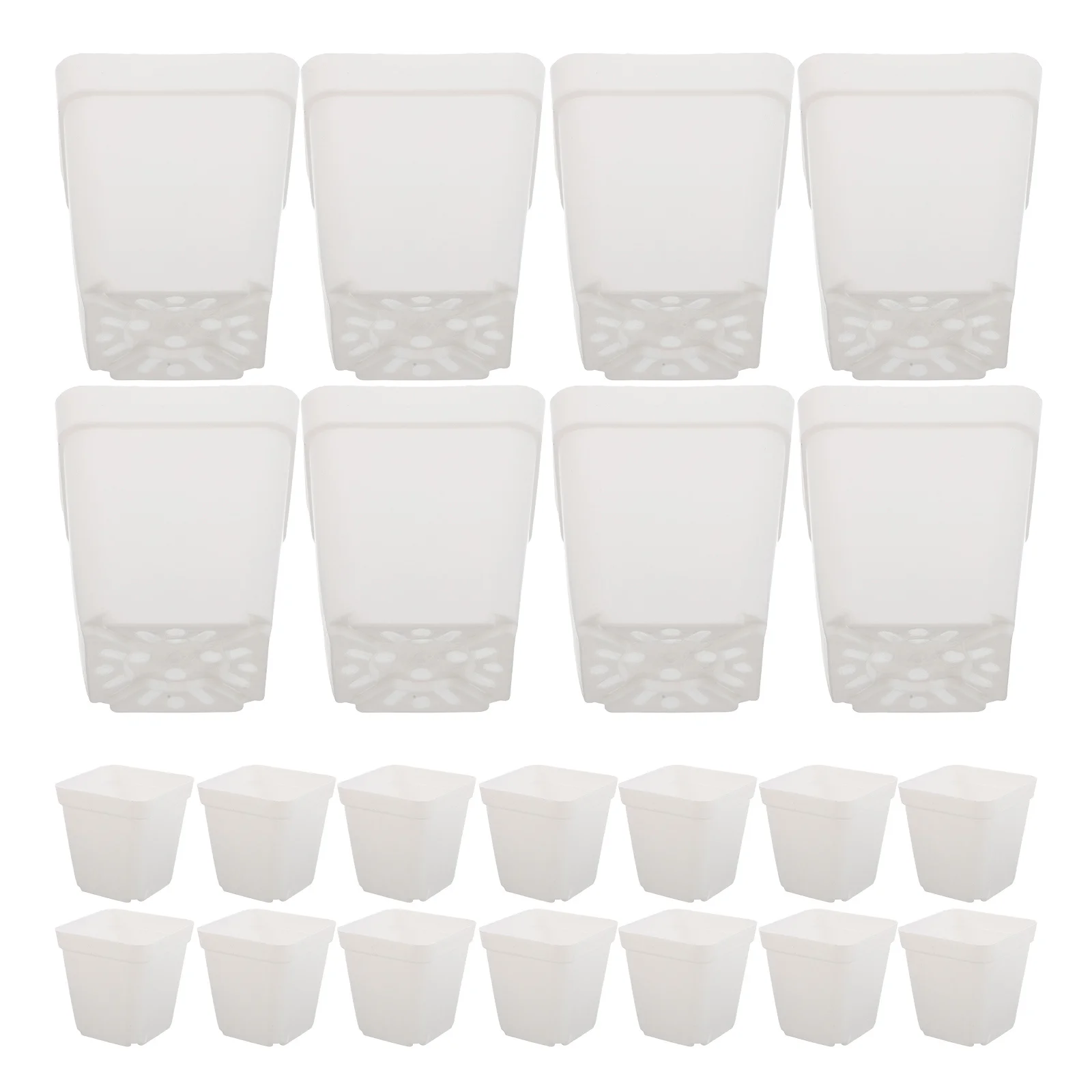 

100pcs Square Plastic Nursery Pots White Planting Containers With Drainage Holes For Indoor Plants Succulents Germination Trays
