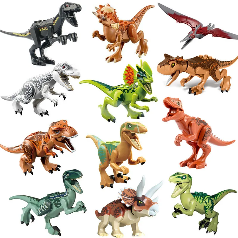 

20pcs 10-20 CM Jurassic Dinosaur Tyrannosaurus Rex Velociraptor Pterosaur Mosasaurus Kids Battle Game Block Set Christmas Gift