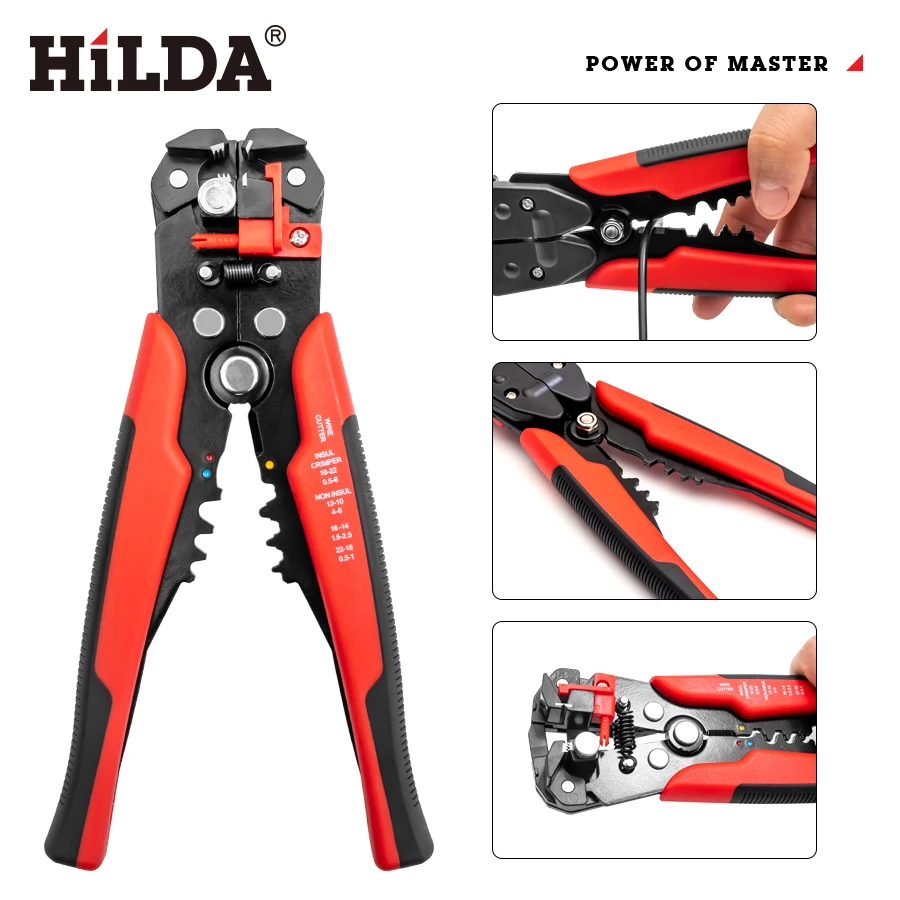 HILDA Crimper Cable Cutter Automatic Wire Stripper Multifunction Pliers for Wire Stripping Crimping Terminal 0.2-6.0mm²