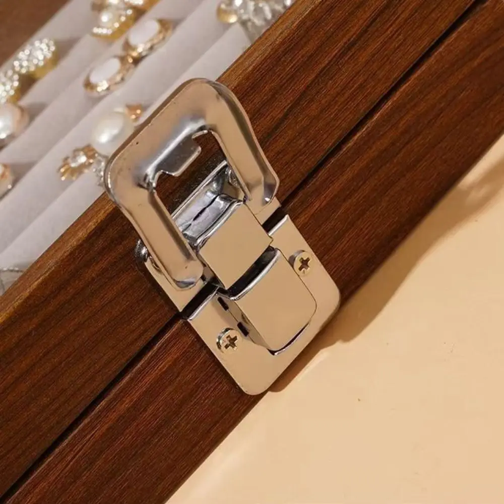 

Velvet Wooden Jewelry Box Simple Large Capacity Jewelry Organizer Storage Box Earrings Ring Display Holder Ring/Earring Display