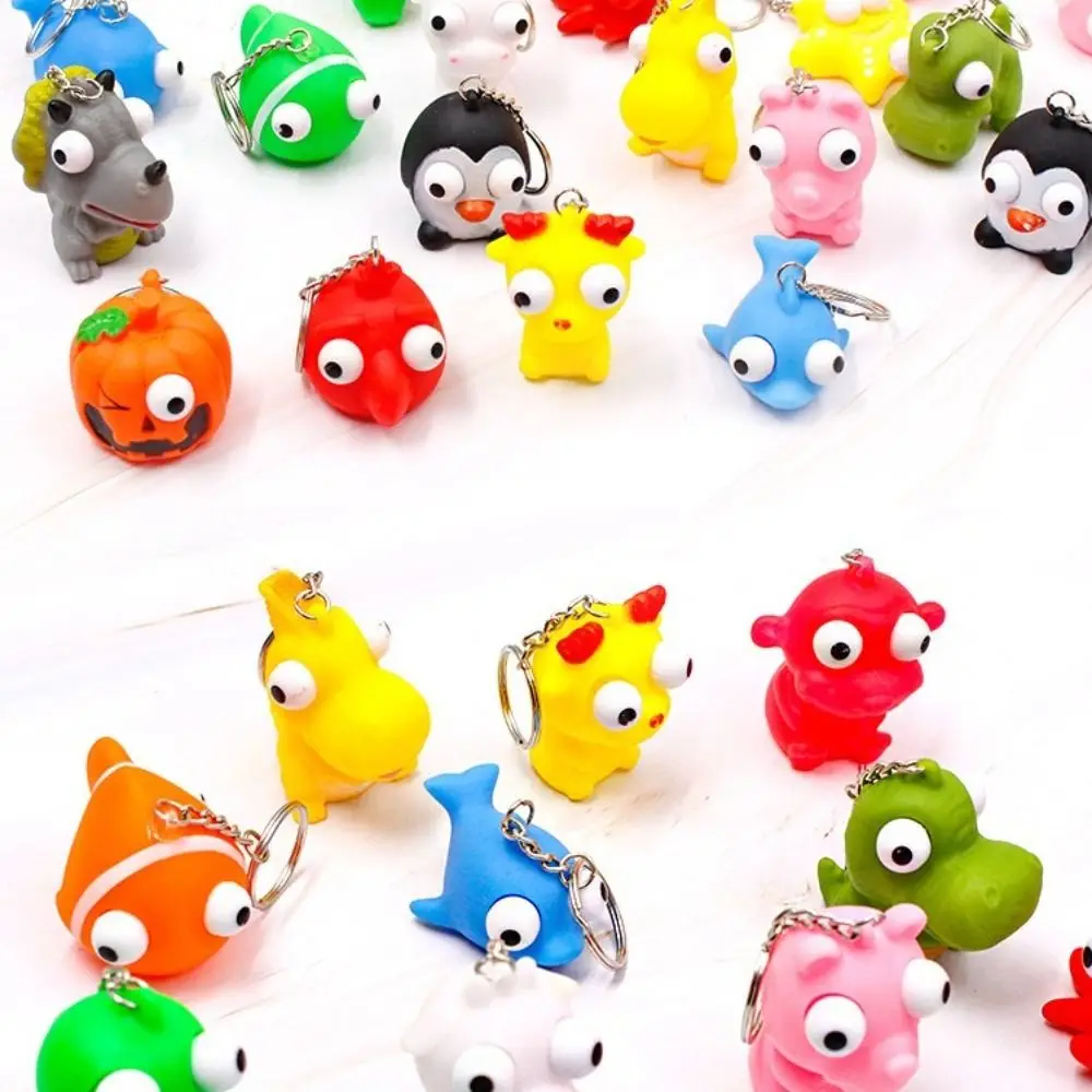 Silicone Vent Squeezing Key Chain Creative Boring Reliever Squeeze Eye Doll Pendant Keyring Vent Emotions Toys