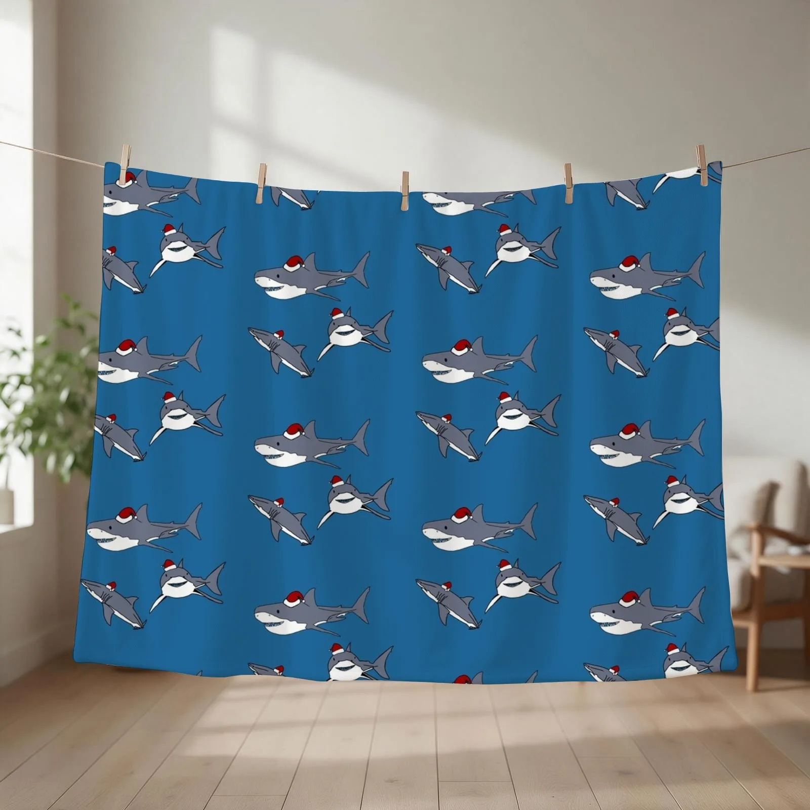 Christmas Sharks Throw Blanket wednesday Soft Plaid Luxury Throw Designers Blankets