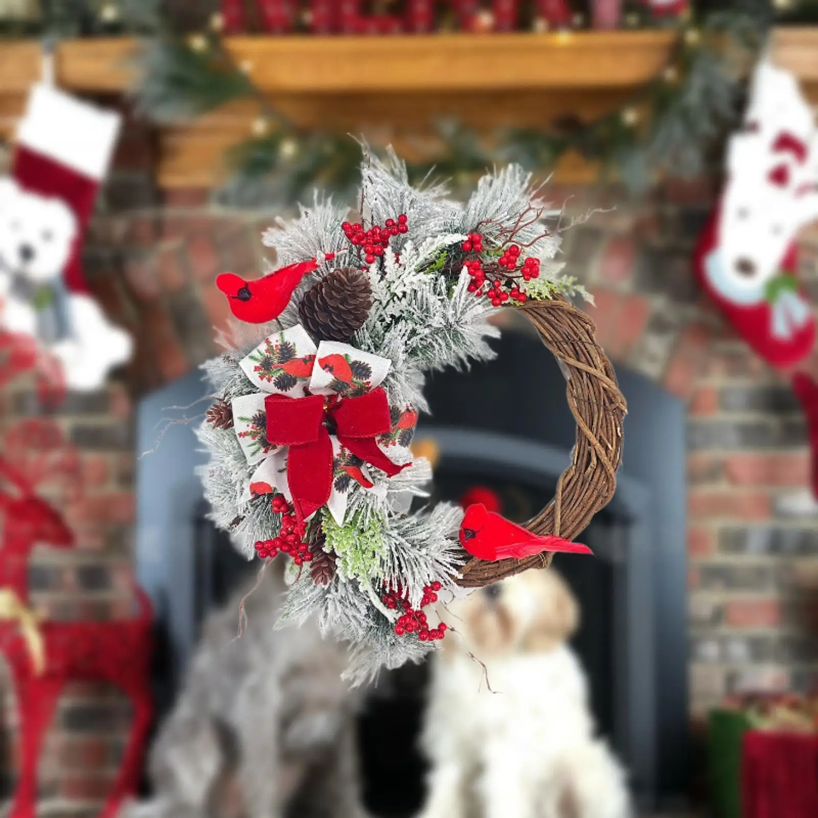 

Christmas Wreath Christmas Party Decoration Hanging Ornament Rustic Xmas Wreath Front Door Wreath for Garden Porch Patio Home