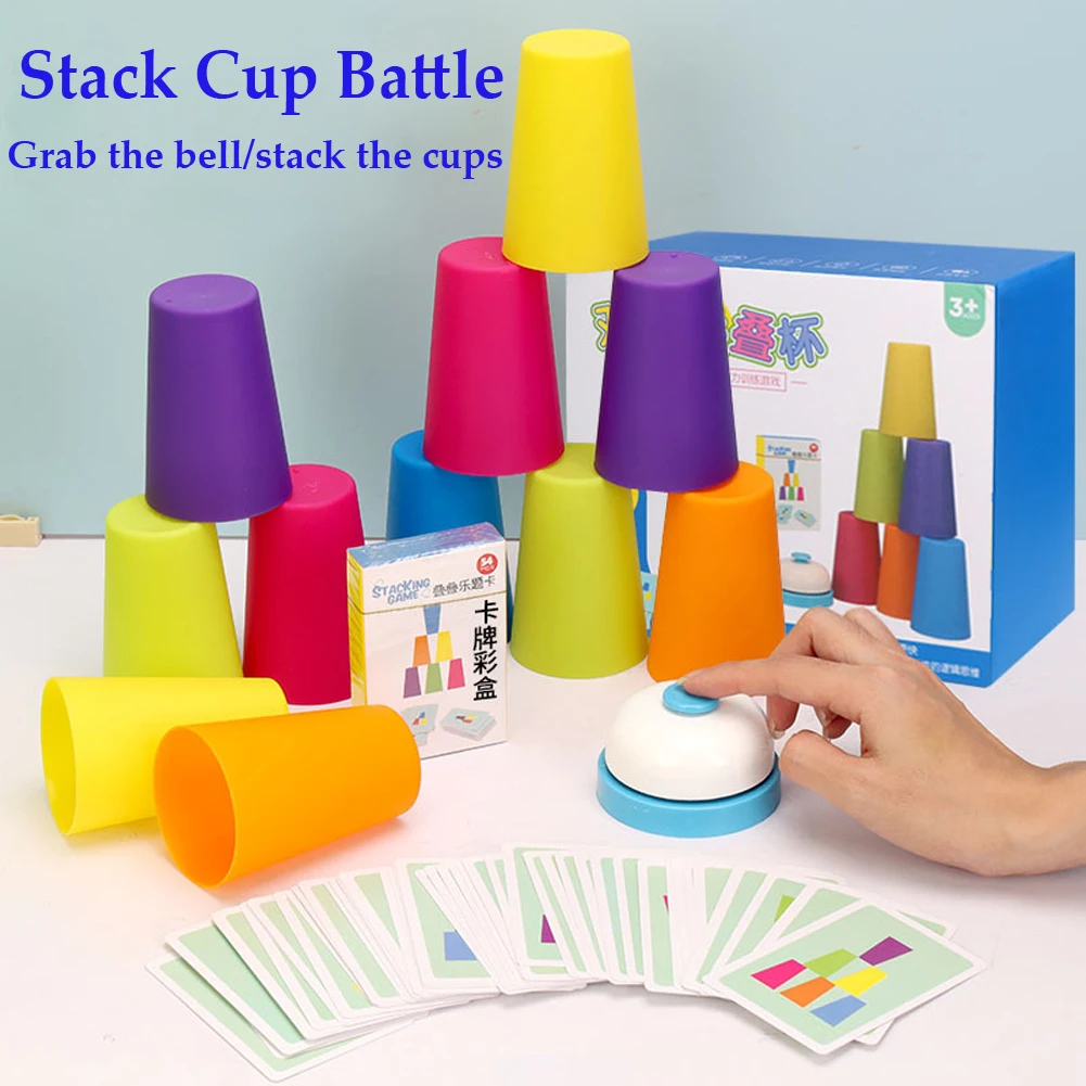 ของเล่นมอนเตสซอรี่ เกมถ้วยซ้อนขนาดเล็ก พร้อมการ์ด เสริมสร้างพัฒนาการทางปัญญา ฝึกการเรียนรู้สี ฝึกตรรกะ สำหรับเด็ก