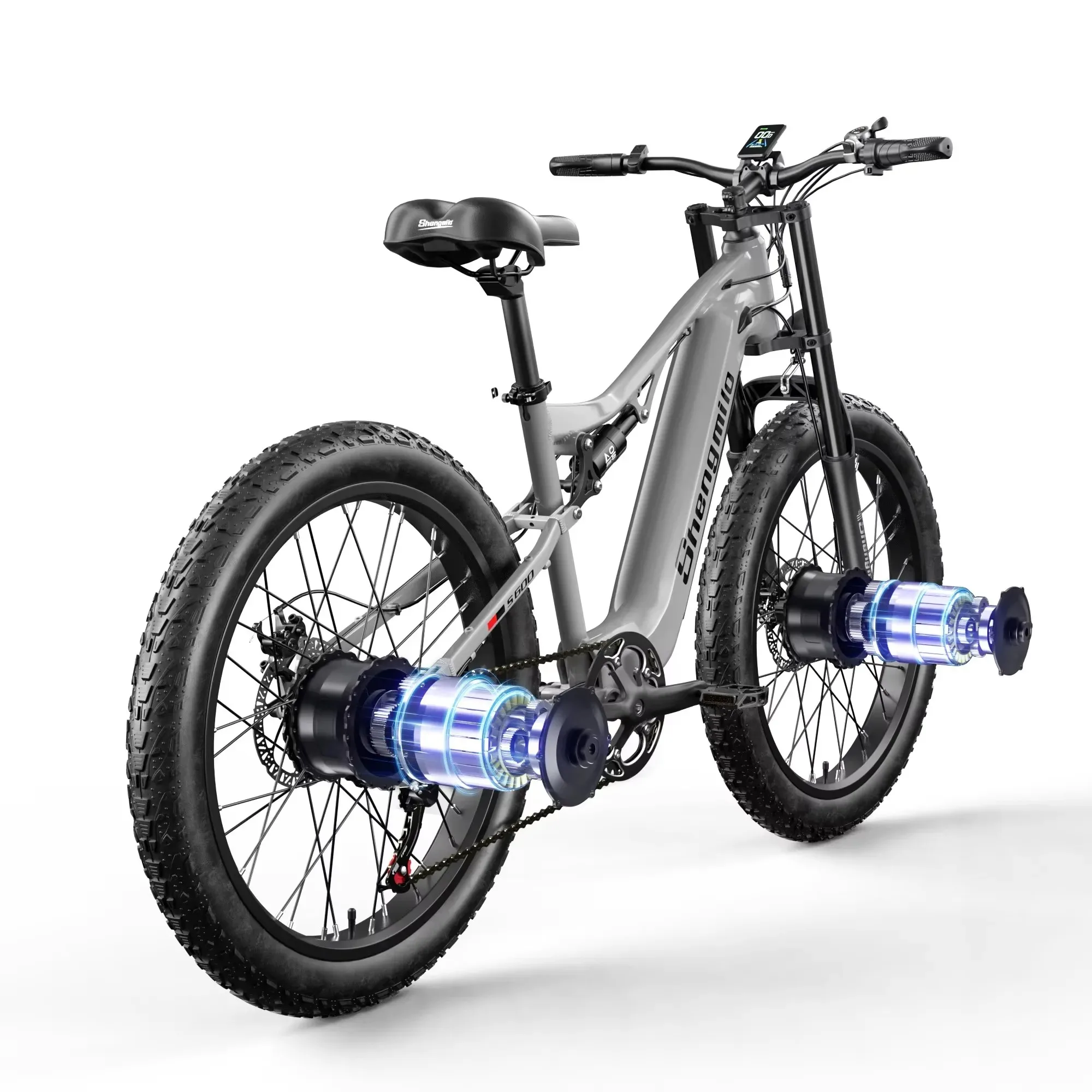 Bicicleta eléctrica de montaña para hombre, bici de 2000W con dos motors, batteria de 48V, 17,5 Ah, 840WH, neumativos ancho de 26