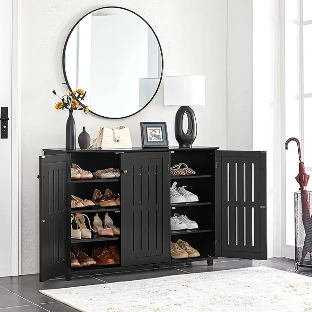 Free Standing Shoe Rack Adjustable Storage Organizer 4 Tier Shoe Rack Shelves Entryway Hallway Furniture