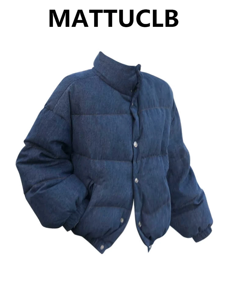 

Зимний женский пуховик 2000-х годов, верхняя одежда с воротником-стойкой, корейская мода, стеганая куртка в студенческом стиле Y2k, японский дизайнер Kpop