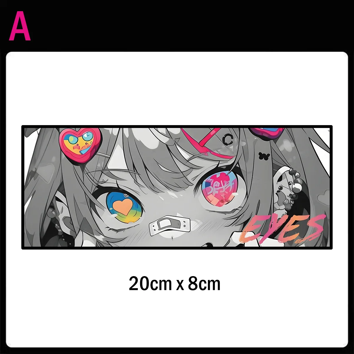 1PC 20cm Neon Anime Girl Eyes Graphic Waterproof Vinyl Sticker For Car Window Laptop Motorcycle Helmet Decor view 4