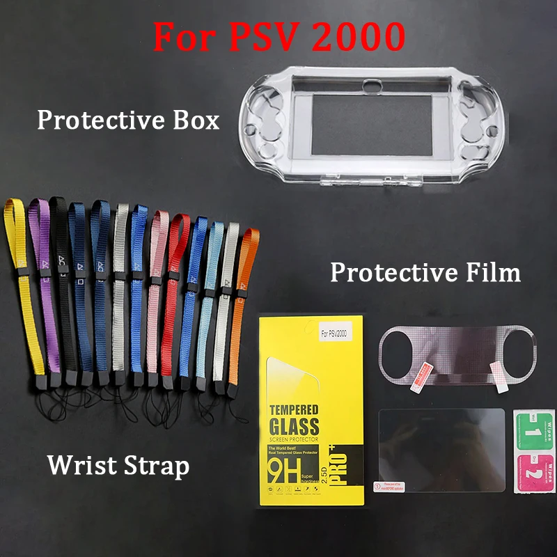 1 مجموعة ل Psvita PSV2000 كريستال صندوق واقي وطبقة رقيقة واقية مع شريط للرسغ حبل مكافحة إسقاط حزام اليد الحبل سلسلة #1