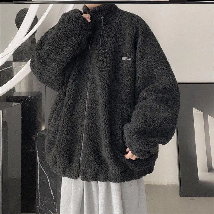 

Бархатное мужское пальто Lamb Jaet, модное осенне-зимнее корейское свободное модное зимнее мужское пальто на подкладке Fce на подкладке