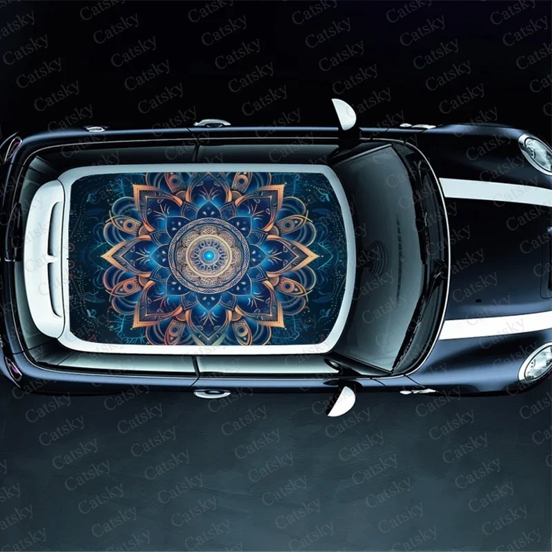 Space Mandala Pattern Car Roof Sticker Wrap Racing SUV Accessories Packaging Painted PVC Custom Car Graphic Decal